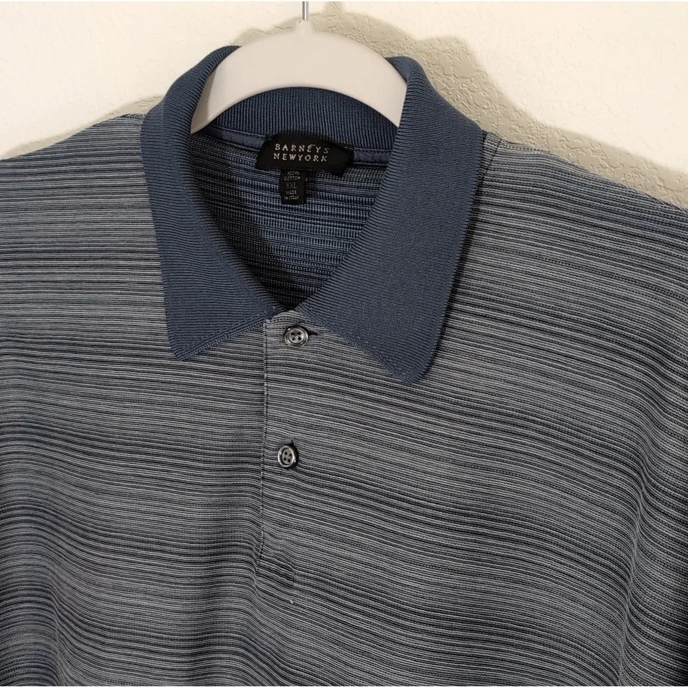 Barneys New York Polo Shirt Mens 2XL Gray Knit Made In Italy Luxury XXL